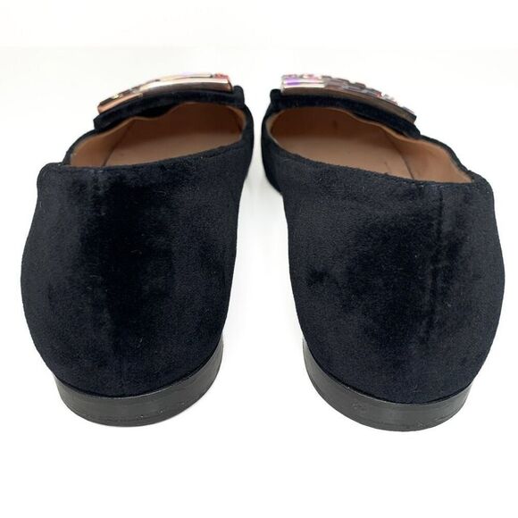 Gucci Softy Velvet Crystal G Flats EU 38 US 8 Black Moccasin GG Embellished - Picture 7 of 10